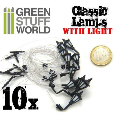 CLASSIC WALL LAMPS WITH LED LIGHTS (10 PCS ) - GREEN STUFF 9270